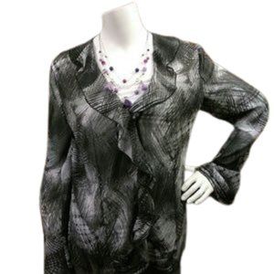 CHICO'S Black and White blouse sz 1 NWOT